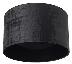 Stoffen Velours lampenkap zwart 35/35/20 Modern cilinder / rond