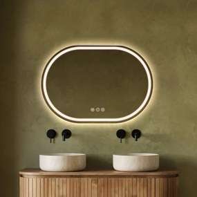 Saniclear Triova ovale spiegel 100x70cm met verwarming, directe en indirecte verlichting