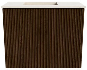 Mondiaz Joya DLux 50cm toiletmeubel walnut met wastafel faye links 1 kraangat meli
