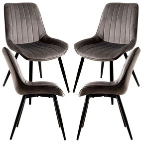 Set van 4 Lene Fluwelen Stoelen