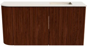 Mondiaz Joya DLux 80cm toiletmeubel ronding links ruby met wastafel faye rechts zonder kraangat meli