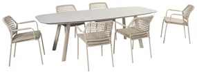 Taste by 4 Seasons Barista tuinset latte met Manolo tafel met geprint keramisch blad 240 x 103 cm Tuinset beige weerbestendig