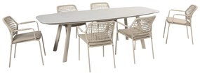 Taste by 4 Seasons Barista tuinset latte met Manolo tafel met geprint keramisch blad 240 x 103 cm  Tuinset    beige weerbestendig