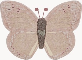 Handgeweven kindervloerkleed Baby Butterfly, wasbaar