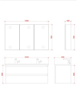 SaniGoods Sally badkamermeubel 120cm wit mat met dubbele Solid Surface waskom rond