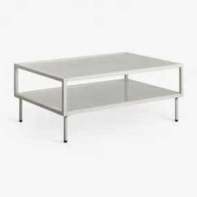 Rechthoekige Salontafel Van Staal En Glas Paoline Groen – Khaki - Sklum