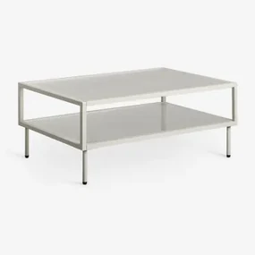 Rechthoekige Salontafel Van Staal En Glas Paoline Groen – Khaki - Sklum