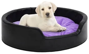 vidaXL Hondenmand 79x70x19 cm pluche en kunstleer zwart en paars