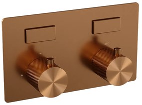 Brauer Copper Carving thermostatische inbouw regendouche met staafhanddouche, plafondarm, glijstang en hoofddouche 20cm set 65 koper geborsteld PVD