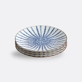 Set van 4 dessertborden met straalmotieven, Bowlia