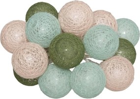 Atmosphera lichtslinger met 16 bollen diameter 3,5 cm - Groen / Blauw / Roze met warm wit led licht - 215 cm - Op batterijen