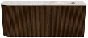 Mondiaz Joya DLux 100cm toiletmeubel ronding links walnut met wastafel faye rechts 1 kraangat frappe