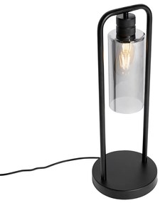 Moderne tafellamp zwart met smoke glas - Stavelot