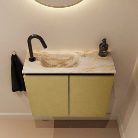 Mondiaz Ture DLux toiletmeubel 60cm oro met wastafel frappe links met kraangat