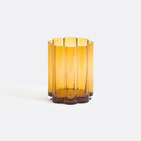 Amberkleurige glazen vaas H20 cm Helia