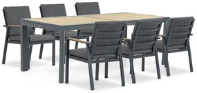 Tuinset 6 personen 214 cm Aluminium/teak Grijs Lifestyle Garden Furniture Marseille/Rosarno