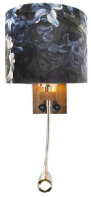 LED Wandlamp staal met velours kap bloemen met goud - Brescia Modern E27 rond Binnenverlichting Lamp