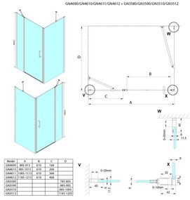 Gelco Loro douchedeur 100x200cm met vast deel chroom