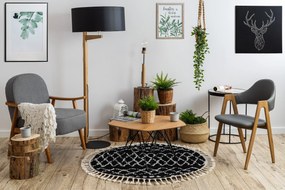 Tapijt BERBER ETHNIC G3802 ROND zwart / witrand ,  Barber , marokkaanse shaggy