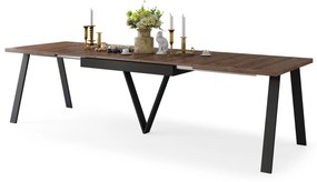 AVERY eik bruin/onderkant zwart - LOFT/INDUSTRIËLE TAFEL VOOR WOONKAMER/EETKAMER UITKLAPBAAR TOT 290 cm!