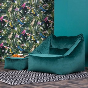Natalia Velvet Armchair Bean Bag + Footstool