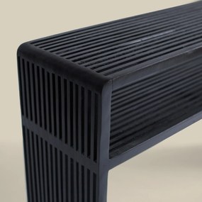 Wandtafel Zwarte Teak Latjes - 130 X 30cm.