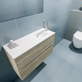 Mondiaz Ada 80cm toiletmeubel light brown grey met wastafel talc rechts 1 kraangat