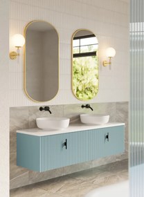 Muebles Ezra badmeubel ribbelfront 160cm baby blauw met wit toppaneel zonder waskom