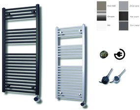 Sanicare elektrische design radiator 60x112cm wit met thermostaat rechts chroom