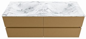 Mondiaz Vica DLux badmeubel 130cm oro 4 lades met wastafel glace dubbel 2 kraangaten