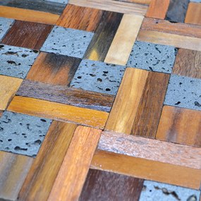 Houten Mozaïekpaneel | Lava Mix | 30×30 cm | Hout | Tegel