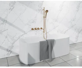 Fortifura Nebbio Badcombinatie-set - thermostaatkraan - inbouwdeel - glijstang - gladde doucheslang - ronde handdouche - uitbreiding inbouwdeel - uitloop - geborsteld messing SW1183064 SW1111526 SW706209 SW496814 SW1183076 SW