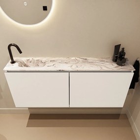 Mondiaz Ture DLux toiletmeubel 120cm talc met wastafel glace links met kraangat