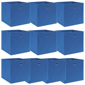 vidaXL Opbergboxen 10 st 32x32x32 cm stof blauw