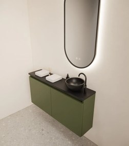 Gliss Design Echo toiletmeubel 100cm olijfgroen met toppaneel zwart mat