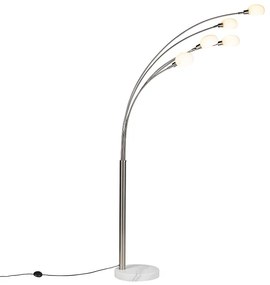 Design vloerlamp staal 5-lichts - Sixties Marmo Modern, Design E14 Binnenverlichting Lamp