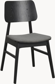 Eetkamerstoelen Nagano van eikenhout met gestoffeerde zitvlak, 2-delig