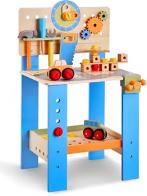 VEVOR Kinderwerkbank, 62-delige houten gereedschapsbank voor kinderen vanaf 3 jaar, speelgoed, bouwgereedschap met realistisch gereedschap, bouwspeelgoedset, creatief en educatief bouwspeelgoed