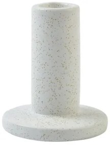 Kandelaar, porselein, wit gespikkeld, hoog