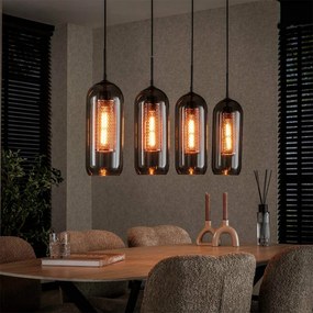 Hanglamp Rookglas En Geperforeerd Staal