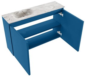 Mondiaz Ture DLux toiletmeubel 80cm jeans met wastafel glace links zonder kraangat