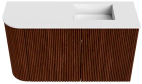 Mondiaz Joya 70cm toiletmeubel ronding links ruby met wastafel faye rechts 1 kraangat talc
