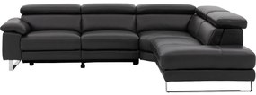 Goossens Excellent Bank Noud donkergrijs, leer, modern design met ligelement rechts