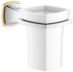 GROHE Grandera Bekerhouder - 10.2x12.7x4.5cm - met glas - chroom/goud 40626IG0