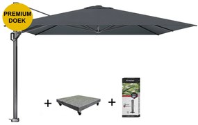 Challenger T1 telescope premium zweefparasol 350x350 cm faded black met 120 KG voet en hoes