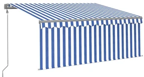 vidaXL Luifel automatisch uittrekbaar met rolgordijn 3x2,5 m blauw wit
