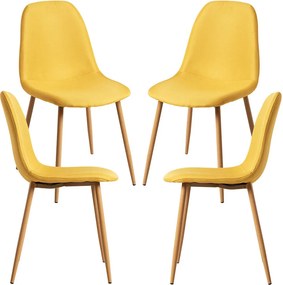 Set 4 Teok Stoffen Stoelen