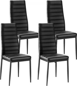 VEVOR Moderne eetkamerstoel (4 stuks) Elegante gestoffeerde leren stoel (draagvermogen 136 kg) voor eettafels, ruimtebesparende keukentafelstoel met dikke kussens en metalen poten, zwart café
