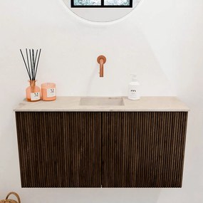 Mondiaz Joya DLux 80cm toiletmeubel walnut met wastafel faye midden zonder kraangat frappe