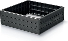 Prosperplast Tuinbed Base Woody - Antraciet - 75,6 x 75,6 x 25 cm - Houtlook